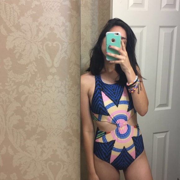 colorful one piece swim suit - Picture 2 of 2
